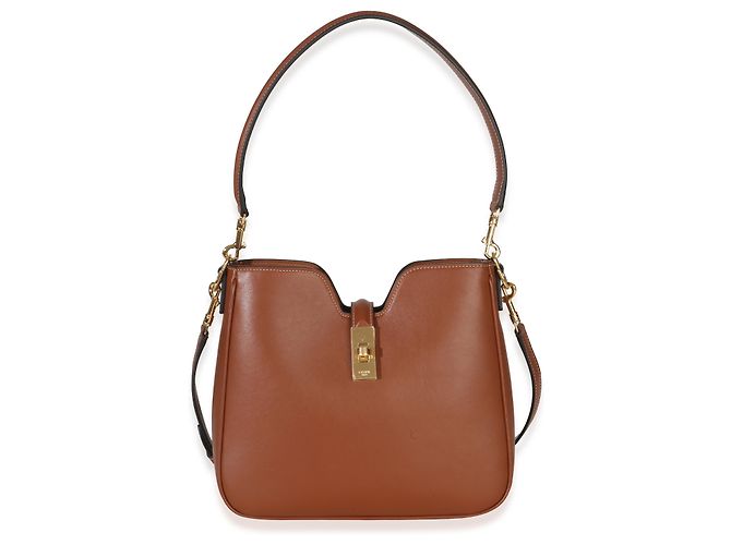 Céline Bolsa de ombro macia Camille 16 em couro de bezerro liso tan da Celine Marrom