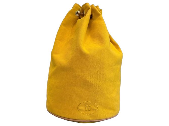 Zaino in tela gialla Polochon Mimile di Hermès