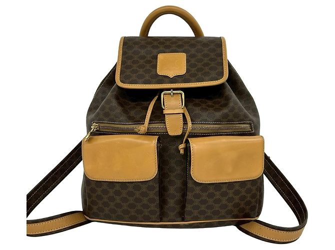 Céline CELINE Vintage Macadam Blazon Triomphe Leather Backpack Brown