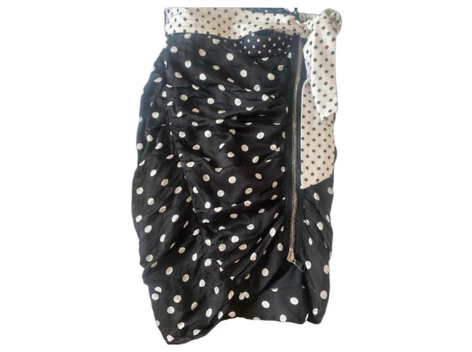 Saia lápis de bolinhas Sonia Rykiel Preto Branco