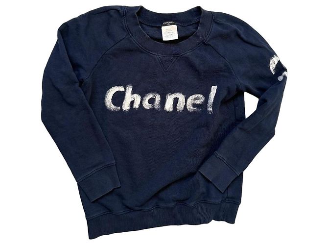 Suéter de algodão Chanel Branco Azul