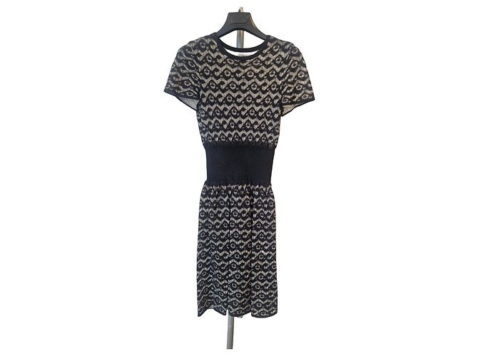 Alaïa Kurzes Spitzenkleid Schwarz Beige