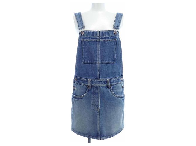 Prada Denim Overall Mini Dress Blue