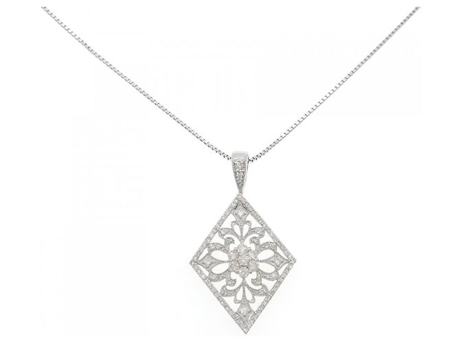 Autre Marque Platin-Halskette mit Diamanten PT900 PT850 Silber