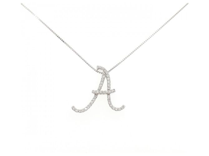 Autre Marque Collier en diamant initiale A en or 750 Argenté