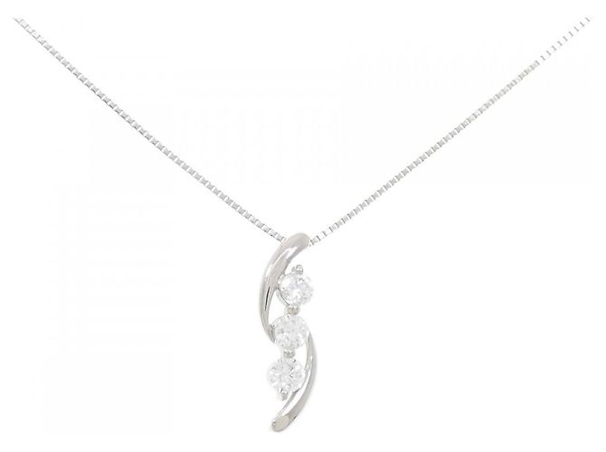 Autre Marque Diamant-Halskette PT900 PT850 Silber