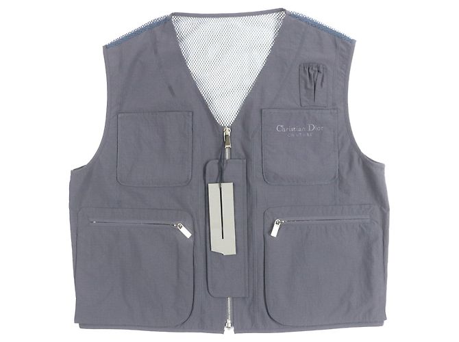 Dior Bester Multi Pocket Zip-Up Weste aus Nylon Grau