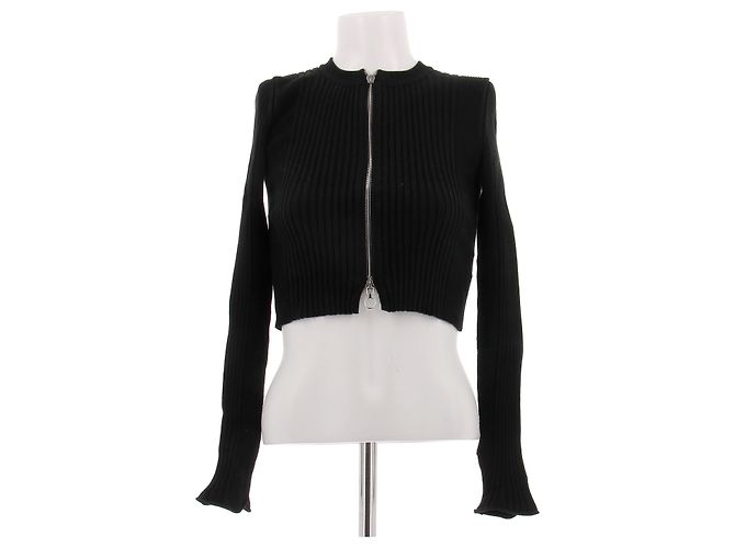 Paco Rabanne Cardigan mit Reißverschluss Schwarz Baumwolle XS