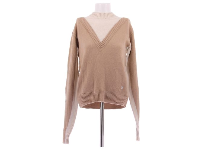 Paco Rabanne Zweifarbiger Wollpullover Beige