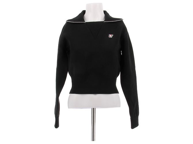 Louis Vuitton Kurzer schwarzer Seidenpullover XS