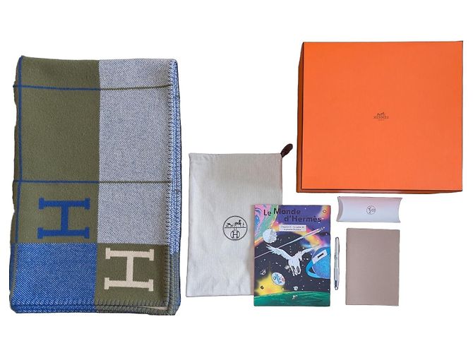 Cobertor Hermès Avalon III - Azul/Cinza/Oliva 
