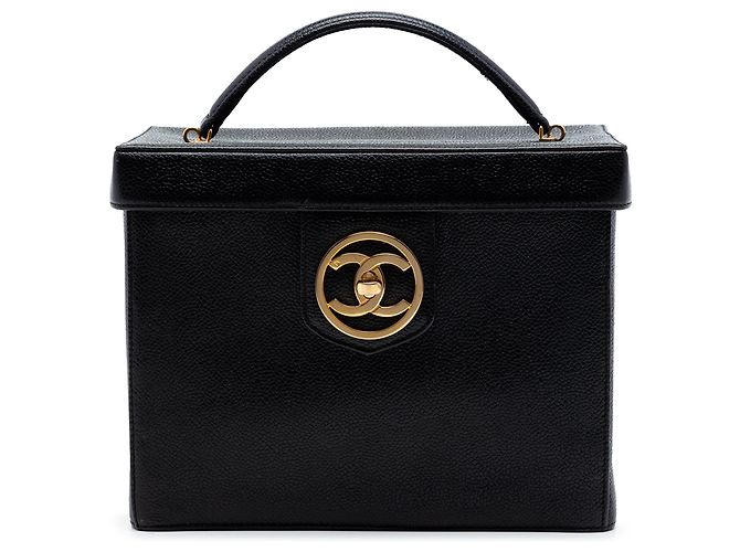 Borsa Vanity Turnlock Caviar Nera CC di Chanel Nero
