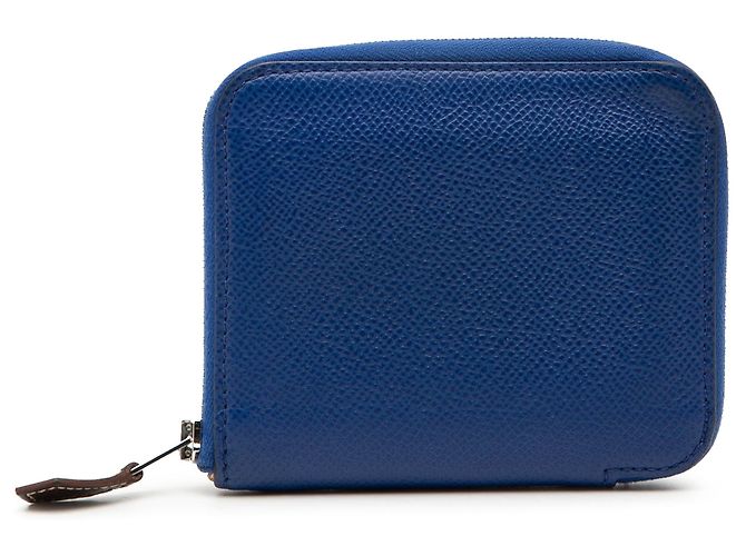 Silk In Carteira compacta em seda Epsom azul Hermès