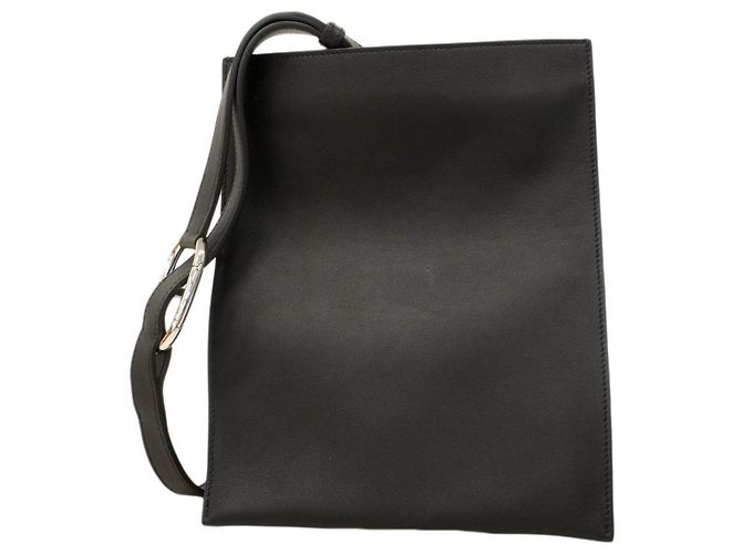 Borsa a tracolla nera Hermès in pelle Swift Nero