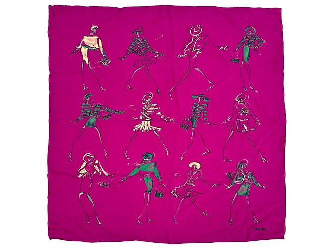 Cachecol de seda roxa Chanel Mademoiselle Roxo