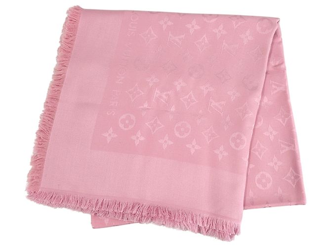 Cachecol de seda e lã rosa Louis Vuitton