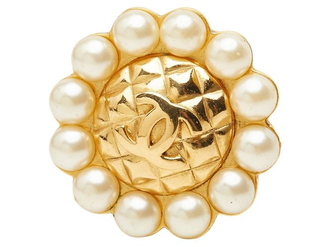 Orecchini vintage a clip Coco Mark Matelassé di Chanel D'oro