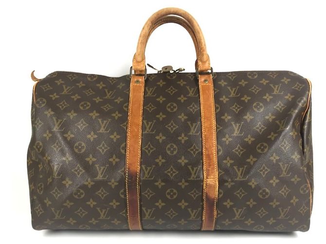 Bolso de viaje Louis Vuitton Monogram Keepall 50 Castaño