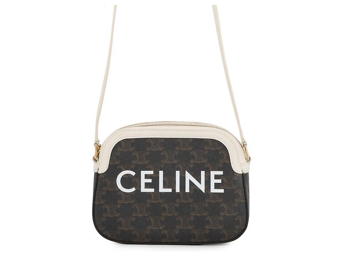 Triomphe Céline Borsa a spalla Celine marrone e bianca Bianco 