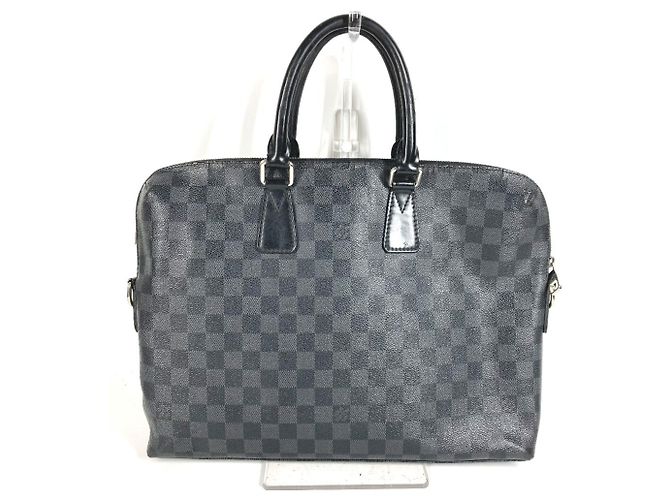 Borsa Port Document Jour Damier Graphite Louis Vuitton Nero