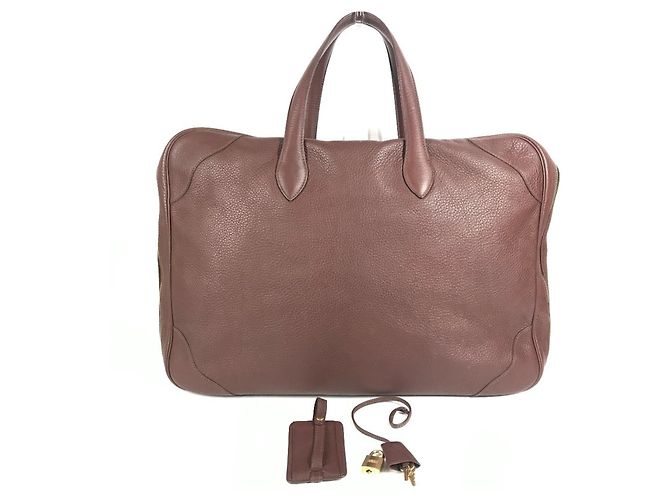 Borsa da Viaggio Hermès Victoria 45 Marrone Pelle