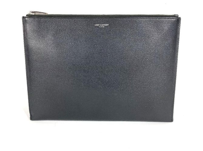 Clutch in pelle nera Saint Laurent Nero