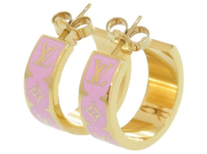 Pendientes de aro de esmalte Nanogram Louis Vuitton Rosa Dorado