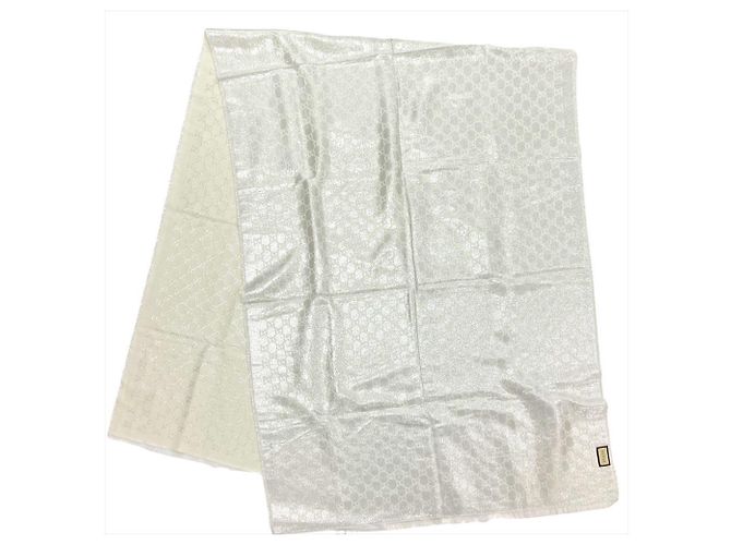 Xale Gucci GG Lame Branco de Algodão e Rayon