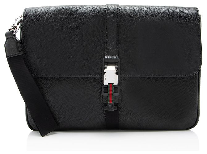 Portadocumenti in Pelle Web Gucci Nero