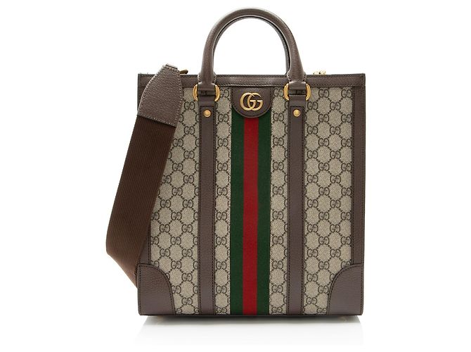 Gucci GG Supreme Ophidia Vertikale Tote Braun Beige