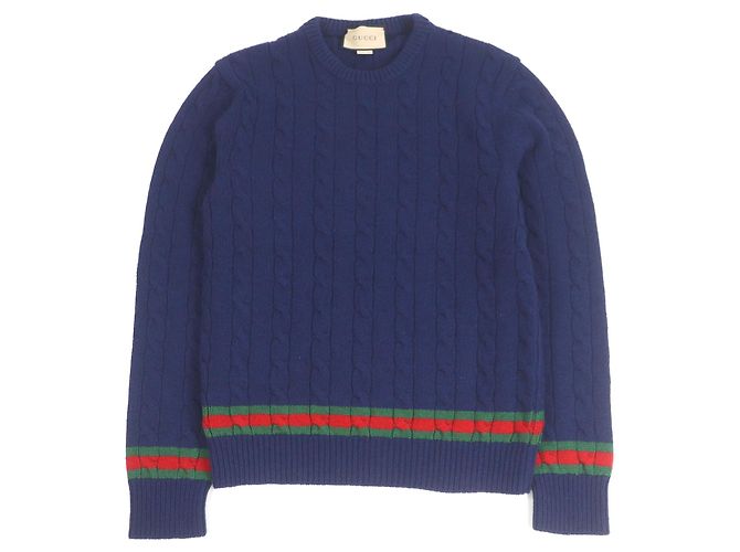 Gucci Web line Kaschmirpullover Blau Marineblau 