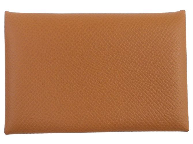 Hermès Hermes Calvi Epsom Leather Card Case Golden