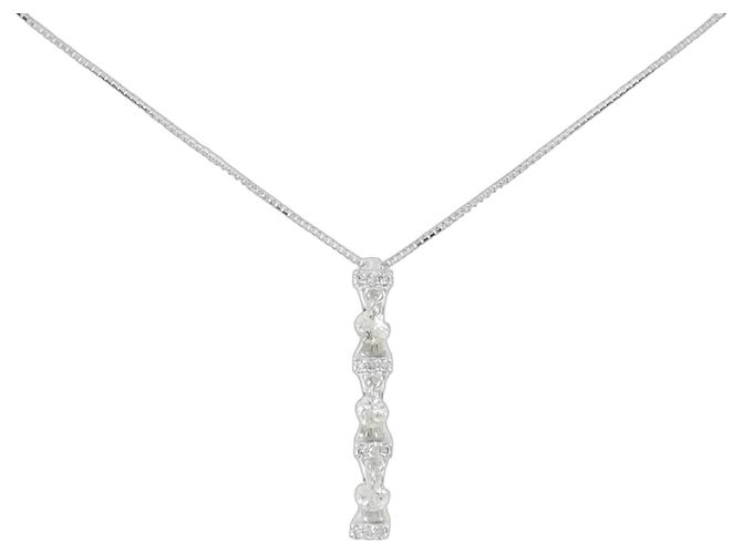 Autre Marque Collar de diamante en oro blanco Au750 Plata