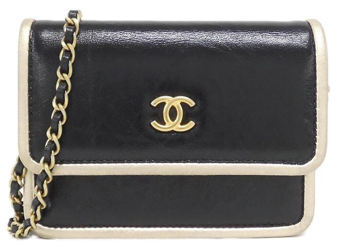 Timeless Chanel Kette Clutch aus Lammleder Schwarz