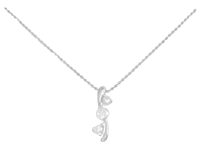 Autre Marque Collar de diamante en oro blanco Au750 Plata