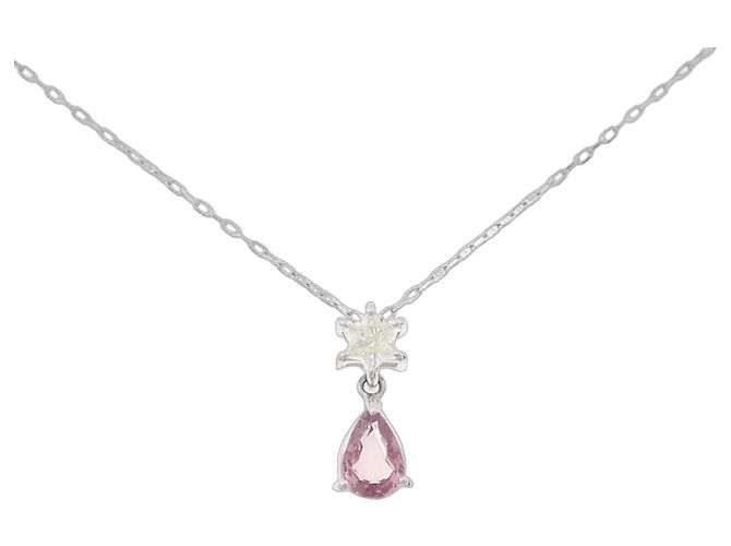 Autre Marque Platin-Saphir-Diamant-Halskette Silber