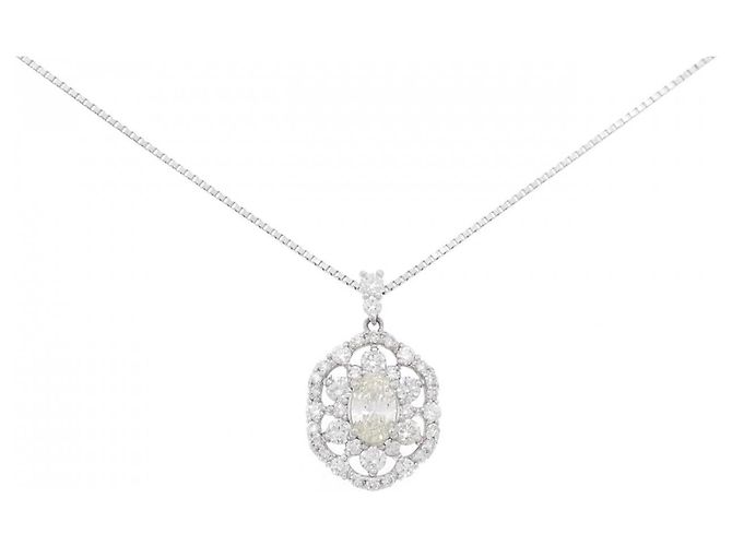 Autre Marque Collar de diamante de platino Plata