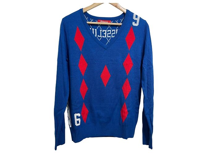 Autre Marque Russeluno Strick Golfpullover Rot Blau