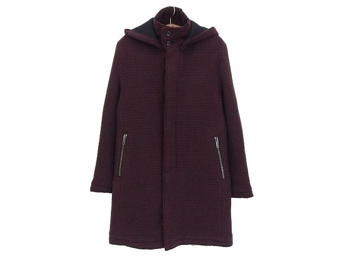 Autre Marque Casaco de Lã com Capuz e Fecho Frontal Junhashimoto Marrom Bordeaux