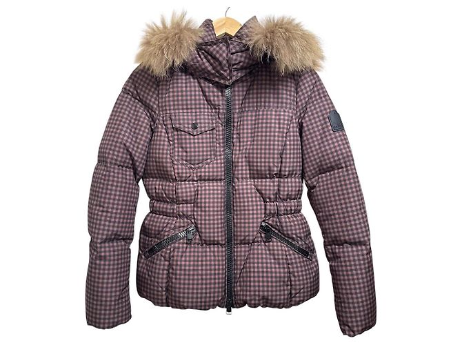 Coach Check Down Jacket Brown