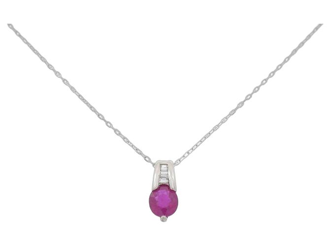 Autre Marque Collar de Rubí y Diamante Pt900 Pt850 Roja