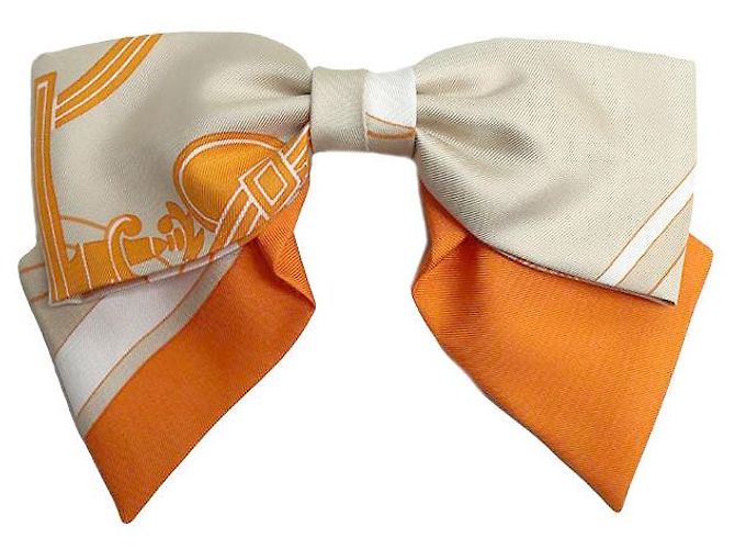 Hermès Barrette de seda Hermes Grenelle GM Bege