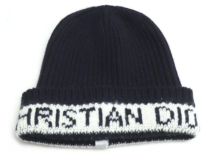 Dior Wool Cashmere Knit Cap Blue Navy blue