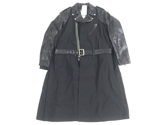 Sacai Schott Leather Suiting Coat Black