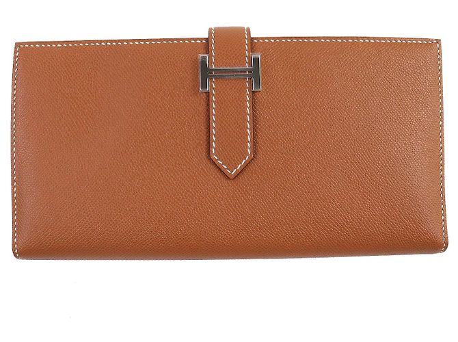 Cartera Larga de Cuero Beansufla Vaugham de Hermès Dorado