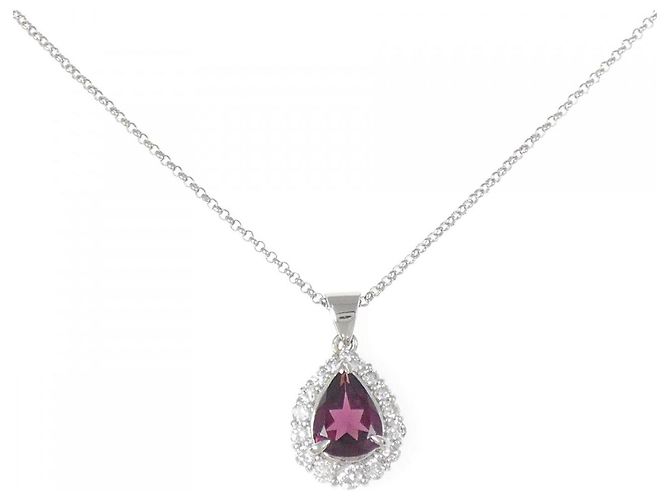 Autre Marque Collana in diamante con granato in platino Rosso