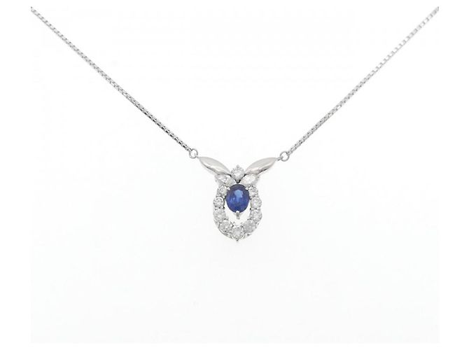 Autre Marque Collana in Zaffiro e Diamante Pt900 Pt850 Blu