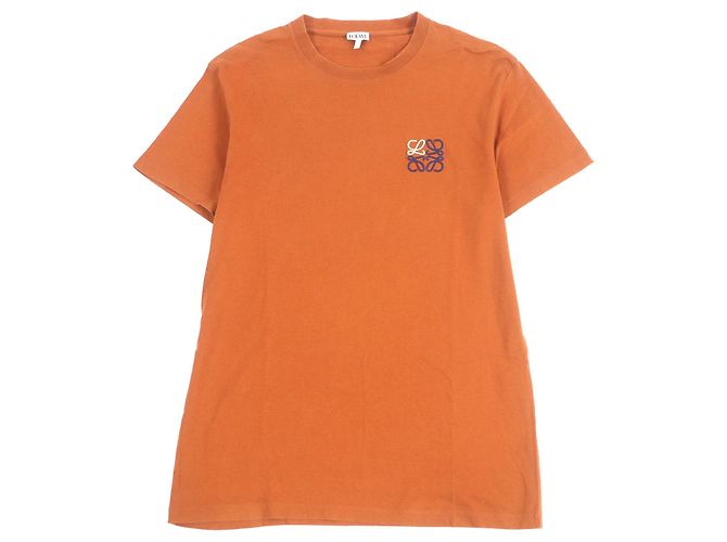 Camiseta de algodón con bordado Anagram Loewe Castaño