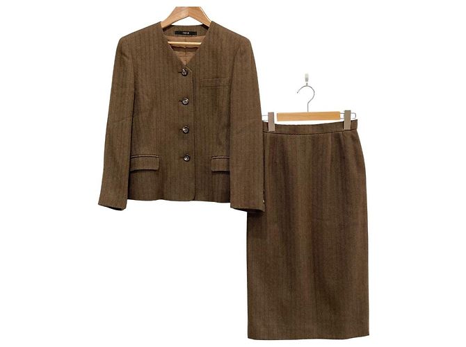 Autre Marque DAKS Herringbone No Collar Setup Brown