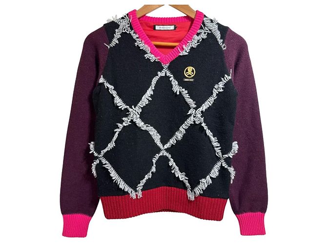 Autre Marque Strickpullover mit V-Ausschnitt Diamond Mane von MARK & LONA Schwarz Pink Rot